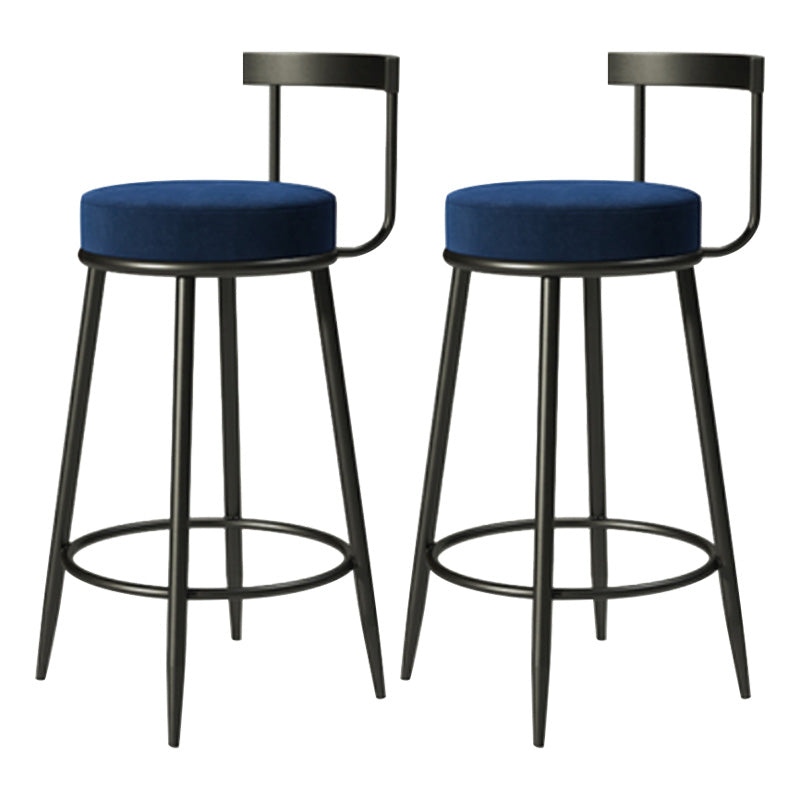 Modern Armless Backrest Counter Stool Iron Cashier Bar Stool with Cushion and Pedal Light Blue 2 Piece Set Clearhalo 'Bar Furniture' 'Bar Stools' 'bar_stools' 'furn' 'furn_bar_stools' 'Furniture' 'furniture_bar_stools' 'Kitchen & Dining Furniture' 4977225