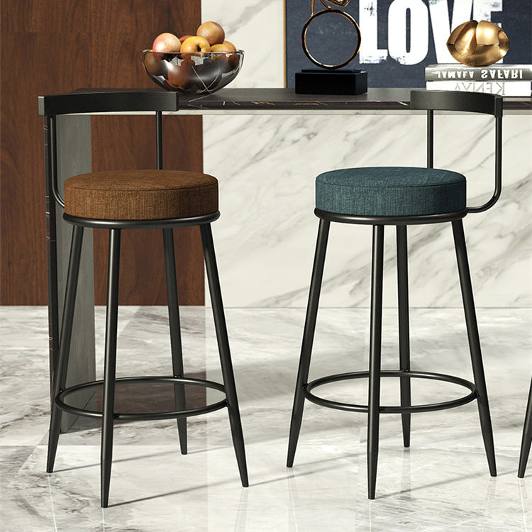 Modern Armless Backrest Counter Stool Iron Cashier Bar Stool with Cushion and Pedal Clearhalo 'Bar Furniture' 'Bar Stools' 'bar_stools' 'furn' 'furn_bar_stools' 'Furniture' 'furniture_bar_stools' 'Kitchen & Dining Furniture' 4977227