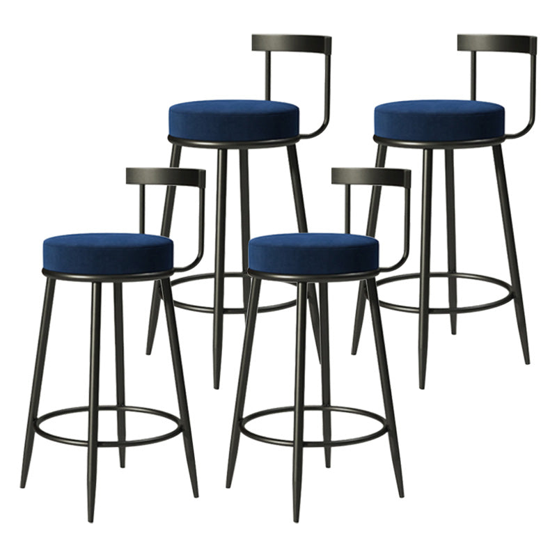 Modern Armless Backrest Counter Stool Iron Cashier Bar Stool with Cushion and Pedal Light Blue 4 Piece Set Clearhalo 'Bar Furniture' 'Bar Stools' 'bar_stools' 'furn' 'furn_bar_stools' 'Furniture' 'furniture_bar_stools' 'Kitchen & Dining Furniture' 4977228
