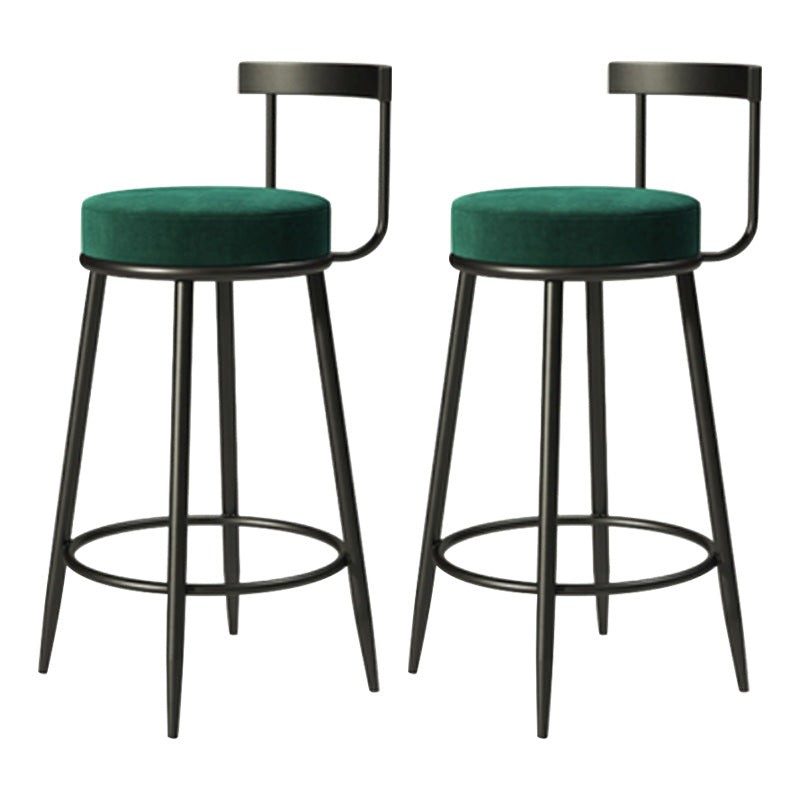 Modern Armless Backrest Counter Stool Iron Cashier Bar Stool with Cushion and Pedal Green 2 Piece Set Clearhalo 'Bar Furniture' 'Bar Stools' 'bar_stools' 'furn' 'furn_bar_stools' 'Furniture' 'furniture_bar_stools' 'Kitchen & Dining Furniture' 4977230