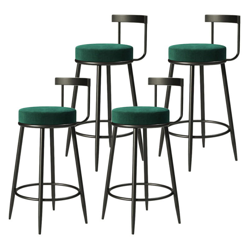 Modern Armless Backrest Counter Stool Iron Cashier Bar Stool with Cushion and Pedal Green 4 Piece Set Clearhalo 'Bar Furniture' 'Bar Stools' 'bar_stools' 'furn' 'furn_bar_stools' 'Furniture' 'furniture_bar_stools' 'Kitchen & Dining Furniture' 4977231