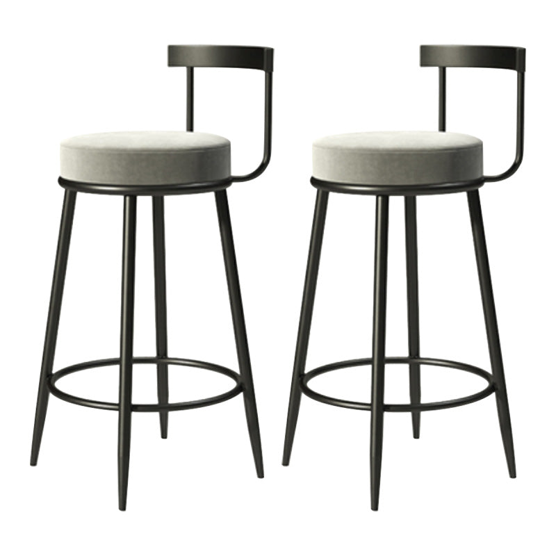 Modern Armless Backrest Counter Stool Iron Cashier Bar Stool with Cushion and Pedal Light Gray 2 Piece Set Clearhalo 'Bar Furniture' 'Bar Stools' 'bar_stools' 'furn' 'furn_bar_stools' 'Furniture' 'furniture_bar_stools' 'Kitchen & Dining Furniture' 4977232
