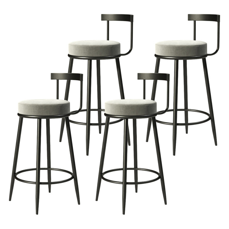 Modern Armless Backrest Counter Stool Iron Cashier Bar Stool with Cushion and Pedal Light Gray 4 Piece Set Clearhalo 'Bar Furniture' 'Bar Stools' 'bar_stools' 'furn' 'furn_bar_stools' 'Furniture' 'furniture_bar_stools' 'Kitchen & Dining Furniture' 4977233