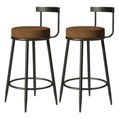 Modern Armless Backrest Counter Stool Iron Cashier Bar Stool with Cushion and Pedal Brown 2 Piece Set Clearhalo 'Bar Furniture' 'Bar Stools' 'bar_stools' 'furn' 'furn_bar_stools' 'Furniture' 'furniture_bar_stools' 'Kitchen & Dining Furniture' 4977234