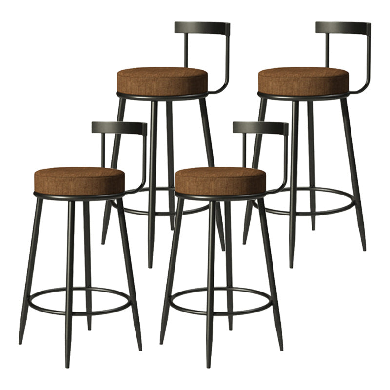 Modern Armless Backrest Counter Stool Iron Cashier Bar Stool with Cushion and Pedal Brown 4 Piece Set Clearhalo 'Bar Furniture' 'Bar Stools' 'bar_stools' 'furn' 'furn_bar_stools' 'Furniture' 'furniture_bar_stools' 'Kitchen & Dining Furniture' 4977235