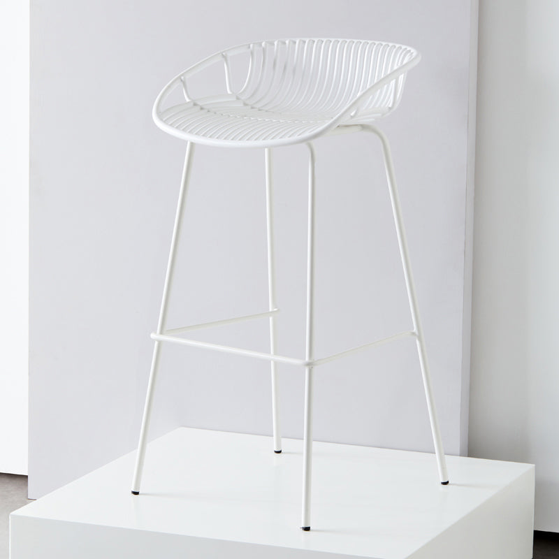 Modern Armless Backrest Counter Stool Iron Cashier Bar Stool with Seat and Pedal White Clearhalo 'Bar Furniture' 'Bar Stools' 'bar_stools' 'furn' 'furn_bar_stools' 'Furniture' 'furniture_bar_stools' 'Kitchen & Dining Furniture' 4977465