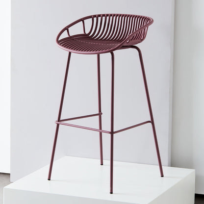Modern Armless Backrest Counter Stool Iron Cashier Bar Stool with Seat and Pedal Purple Clearhalo 'Bar Furniture' 'Bar Stools' 'bar_stools' 'furn' 'furn_bar_stools' 'Furniture' 'furniture_bar_stools' 'Kitchen & Dining Furniture' 4977468