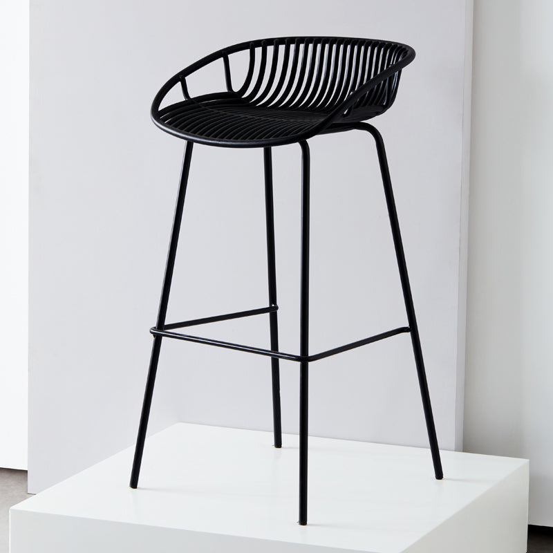 Modern Armless Backrest Counter Stool Iron Cashier Bar Stool with Seat and Pedal Black Clearhalo 'Bar Furniture' 'Bar Stools' 'bar_stools' 'furn' 'furn_bar_stools' 'Furniture' 'furniture_bar_stools' 'Kitchen & Dining Furniture' 4977469