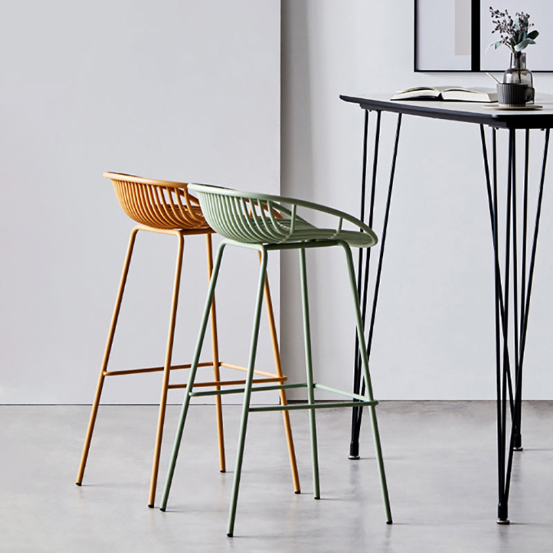 Modern Armless Backrest Counter Stool Iron Cashier Bar Stool with Seat and Pedal Clearhalo 'Bar Furniture' 'Bar Stools' 'bar_stools' 'furn' 'furn_bar_stools' 'Furniture' 'furniture_bar_stools' 'Kitchen & Dining Furniture' 4977470