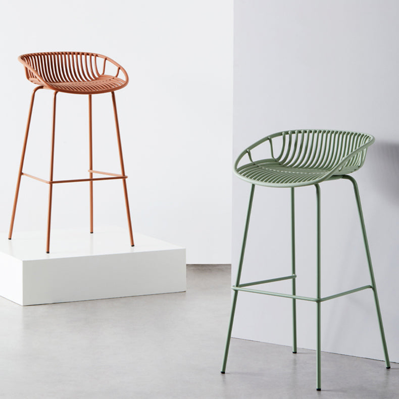 Modern Armless Backrest Counter Stool Iron Cashier Bar Stool with Seat and Pedal Clearhalo 'Bar Furniture' 'Bar Stools' 'bar_stools' 'furn' 'furn_bar_stools' 'Furniture' 'furniture_bar_stools' 'Kitchen & Dining Furniture' 4977479