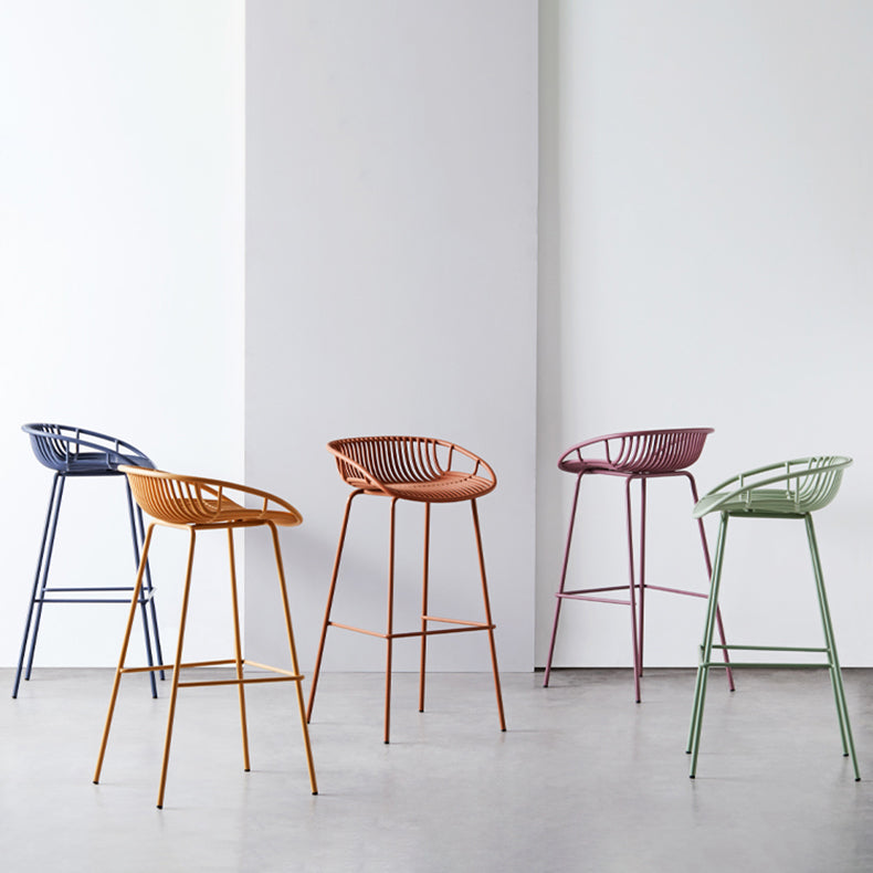Modern Armless Backrest Counter Stool Iron Cashier Bar Stool with Seat and Pedal Clearhalo 'Bar Furniture' 'Bar Stools' 'bar_stools' 'furn' 'furn_bar_stools' 'Furniture' 'furniture_bar_stools' 'Kitchen & Dining Furniture' 4977481