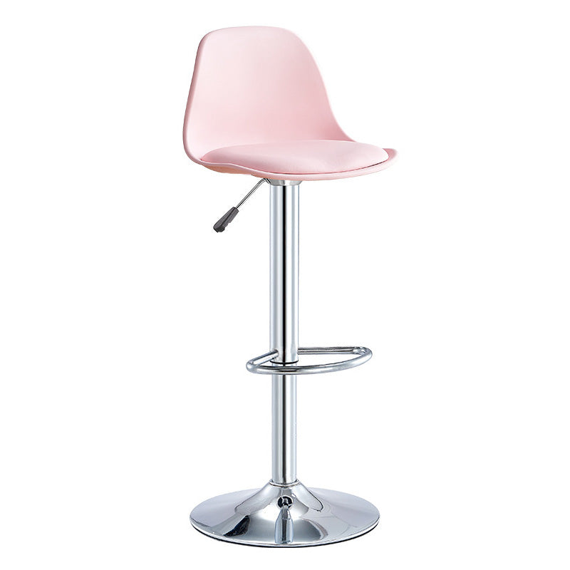 Contemporary Style Liftable Bar-stool Plastic Counter Bar Stool with Metal Legs Pink 1 Piece Counter Stool (23.5"H) Clearhalo 'Bar Furniture' 'Bar Stools' 'bar_stools' 'furn' 'furn_bar_stools' 'Furniture' 'furniture_bar_stools' 'Kitchen & Dining Furniture' 4977490