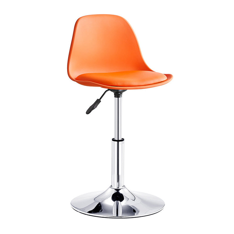 Contemporary Style Liftable Bar-stool Plastic Counter Bar Stool with Metal Legs Orange 1 Piece Short Stool(14"H) Clearhalo 'Bar Furniture' 'Bar Stools' 'bar_stools' 'furn' 'furn_bar_stools' 'Furniture' 'furniture_bar_stools' 'Kitchen & Dining Furniture' 4977491