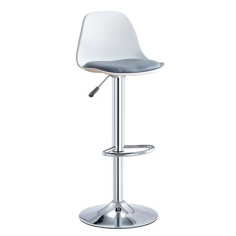 Contemporary Style Liftable Bar-stool Plastic Counter Bar Stool with Metal Legs White-Gray 1 Piece Counter Stool (23.5"H) Clearhalo 'Bar Furniture' 'Bar Stools' 'bar_stools' 'furn' 'furn_bar_stools' 'Furniture' 'furniture_bar_stools' 'Kitchen & Dining Furniture' 4977492
