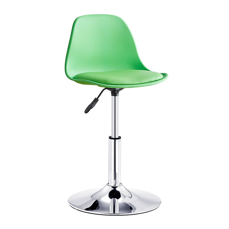 Contemporary Style Liftable Bar-stool Plastic Counter Bar Stool with Metal Legs Green 1 Piece Short Stool(14"H) Clearhalo 'Bar Furniture' 'Bar Stools' 'bar_stools' 'furn' 'furn_bar_stools' 'Furniture' 'furniture_bar_stools' 'Kitchen & Dining Furniture' 4977496