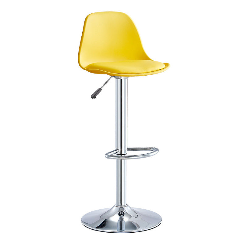 Contemporary Style Liftable Bar-stool Plastic Counter Bar Stool with Metal Legs Yellow 1 Piece Counter Stool (23.5"H) Clearhalo 'Bar Furniture' 'Bar Stools' 'bar_stools' 'furn' 'furn_bar_stools' 'Furniture' 'furniture_bar_stools' 'Kitchen & Dining Furniture' 4977497