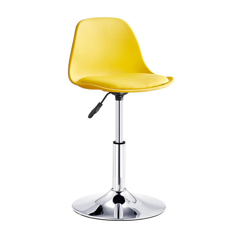 Contemporary Style Liftable Bar-stool Plastic Counter Bar Stool with Metal Legs Yellow 1 Piece Short Stool(14"H) Clearhalo 'Bar Furniture' 'Bar Stools' 'bar_stools' 'furn' 'furn_bar_stools' 'Furniture' 'furniture_bar_stools' 'Kitchen & Dining Furniture' 4977499