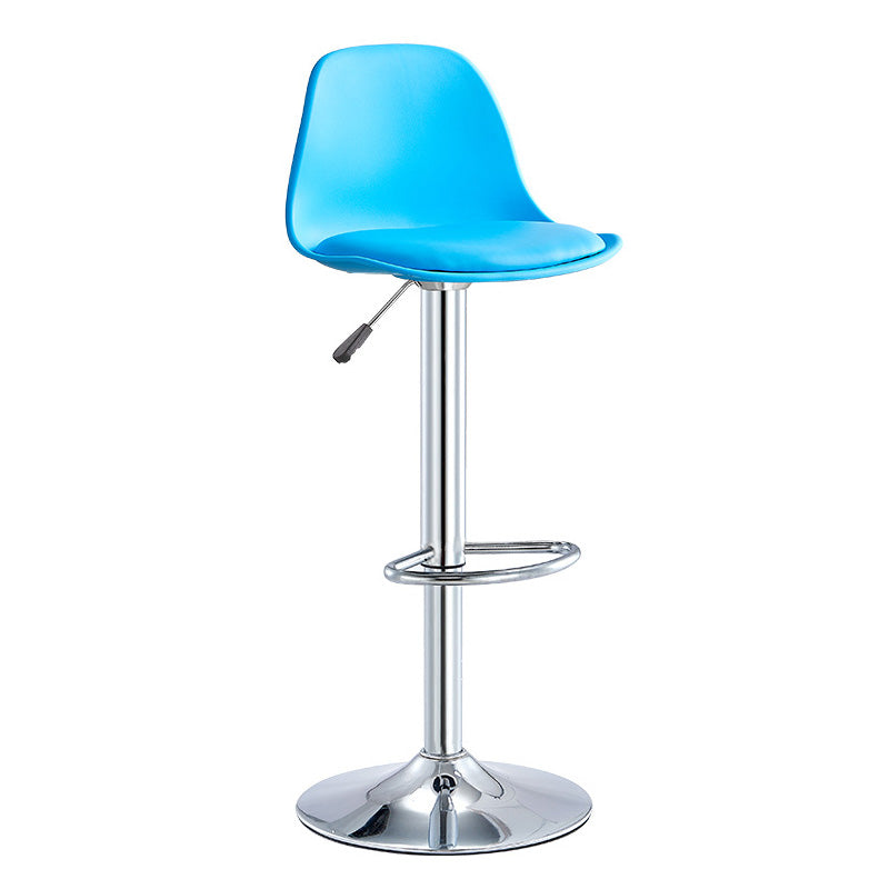 Contemporary Style Liftable Bar-stool Plastic Counter Bar Stool with Metal Legs Blue 1 Piece Counter Stool (23.5"H) Clearhalo 'Bar Furniture' 'Bar Stools' 'bar_stools' 'furn' 'furn_bar_stools' 'Furniture' 'furniture_bar_stools' 'Kitchen & Dining Furniture' 4977504