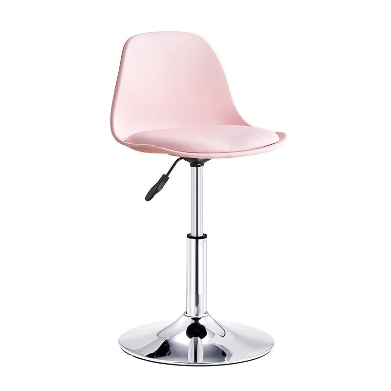 Contemporary Style Liftable Bar-stool Plastic Counter Bar Stool with Metal Legs Pink 1 Piece Short Stool(14"H) Clearhalo 'Bar Furniture' 'Bar Stools' 'bar_stools' 'furn' 'furn_bar_stools' 'Furniture' 'furniture_bar_stools' 'Kitchen & Dining Furniture' 4977505