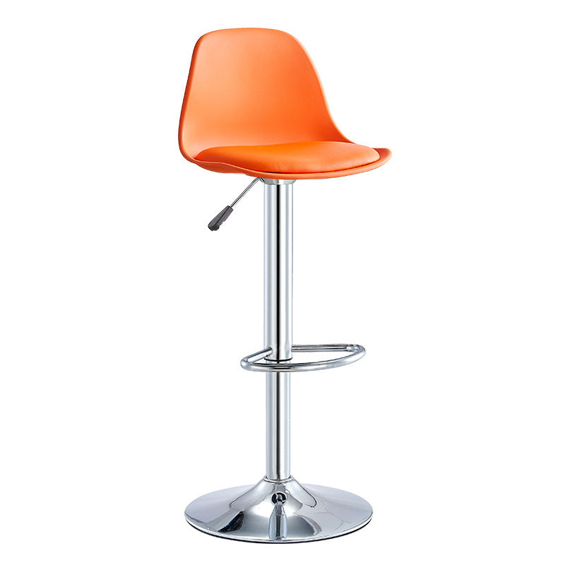 Contemporary Style Liftable Bar-stool Plastic Counter Bar Stool with Metal Legs Orange 1 Piece Counter Stool (23.5"H) Clearhalo 'Bar Furniture' 'Bar Stools' 'bar_stools' 'furn' 'furn_bar_stools' 'Furniture' 'furniture_bar_stools' 'Kitchen & Dining Furniture' 4977506