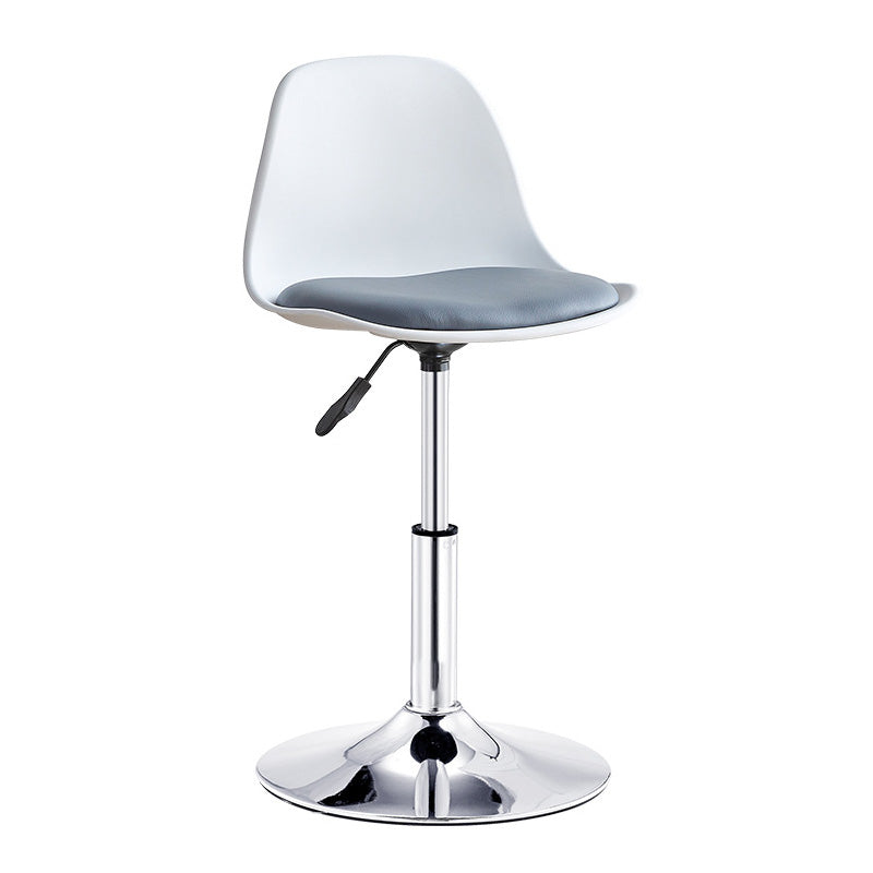 Contemporary Style Liftable Bar-stool Plastic Counter Bar Stool with Metal Legs White-Gray 1 Piece Short Stool(14"H) Clearhalo 'Bar Furniture' 'Bar Stools' 'bar_stools' 'furn' 'furn_bar_stools' 'Furniture' 'furniture_bar_stools' 'Kitchen & Dining Furniture' 4977507