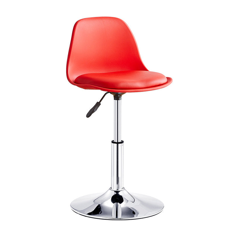 Contemporary Style Liftable Bar-stool Plastic Counter Bar Stool with Metal Legs Red 1 Piece Short Stool(14"H) Clearhalo 'Bar Furniture' 'Bar Stools' 'bar_stools' 'furn' 'furn_bar_stools' 'Furniture' 'furniture_bar_stools' 'Kitchen & Dining Furniture' 4977512