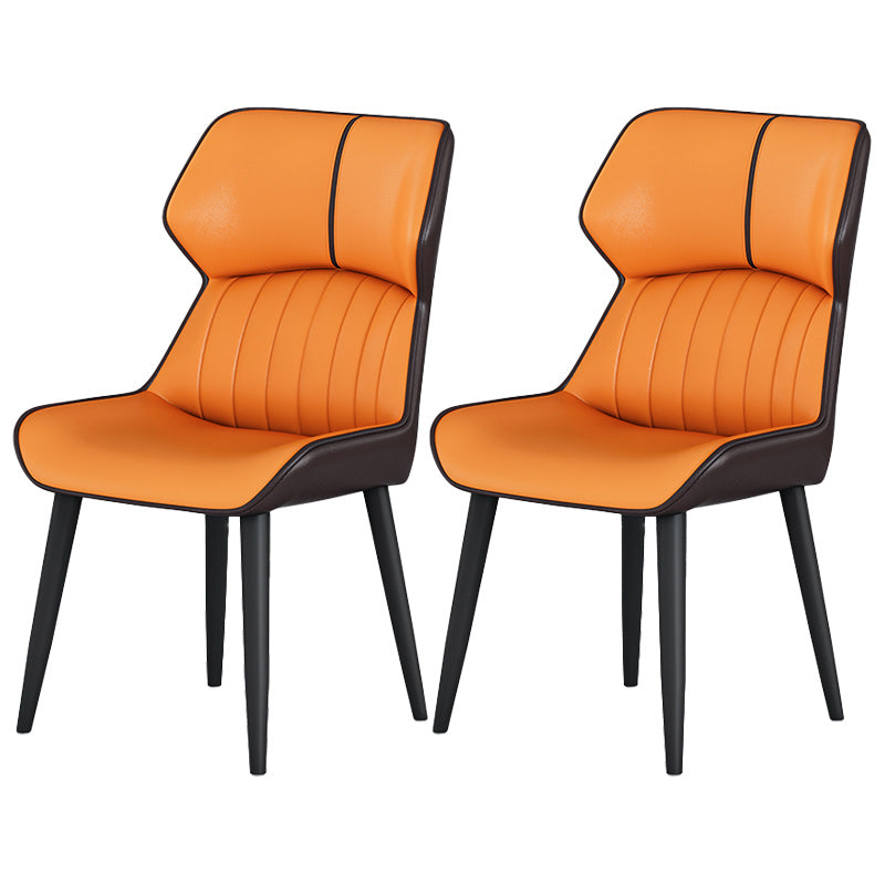 Modern 1/2/5/7 Pieces Dining Set Sintered Stone Dining Table with Leather Chairs 2 Orange Chairs Clearhalo 'Dining Room Sets' 'Dining Tables & Seating' 'dining_room_set' 'furn' 'furn_dining_room_set' 'Furniture' 'furniture_dining_room_set' 'Kitchen & Dining Furniture' 4977516