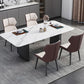 Modern 1/2/5/7 Pieces Dining Set Sintered Stone Dining Table with Leather Chairs 5 Pieces: White Table, 4 White Chairs Clearhalo 'Dining Room Sets' 'Dining Tables & Seating' 'dining_room_set' 'furn' 'furn_dining_room_set' 'Furniture' 'furniture_dining_room_set' 'Kitchen & Dining Furniture' 4977527