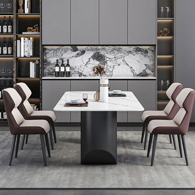Modern 1/2/5/7 Pieces Dining Set Sintered Stone Dining Table with Leather Chairs Clearhalo 'Dining Room Sets' 'Dining Tables & Seating' 'dining_room_set' 'furn' 'furn_dining_room_set' 'Furniture' 'furniture_dining_room_set' 'Kitchen & Dining Furniture' 4977528