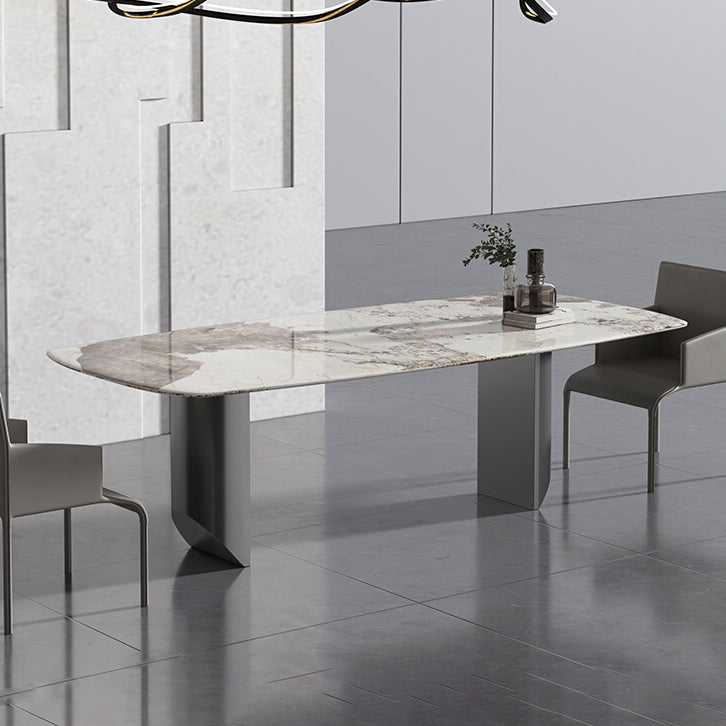 Designer Style 1/2/3 Pieces Dining Set Sintered Stone Dining Table with Leather Chairs Clearhalo 'Dining Room Sets' 'Dining Tables & Seating' 'dining_room_set' 'furn' 'furn_dining_room_set' 'Furniture' 'furniture_dining_room_set' 'Kitchen & Dining Furniture' 4977538