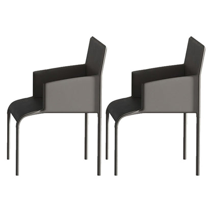 Designer Style 1/2/3 Pieces Dining Set Sintered Stone Dining Table with Leather Chairs 2 Black Chairs Clearhalo 'Dining Room Sets' 'Dining Tables & Seating' 'dining_room_set' 'furn' 'furn_dining_room_set' 'Furniture' 'furniture_dining_room_set' 'Kitchen & Dining Furniture' 4977542