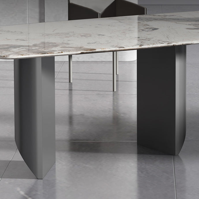 Designer Style 1/2/3 Pieces Dining Set Sintered Stone Dining Table with Leather Chairs Clearhalo 'Dining Room Sets' 'Dining Tables & Seating' 'dining_room_set' 'furn' 'furn_dining_room_set' 'Furniture' 'furniture_dining_room_set' 'Kitchen & Dining Furniture' 4977549