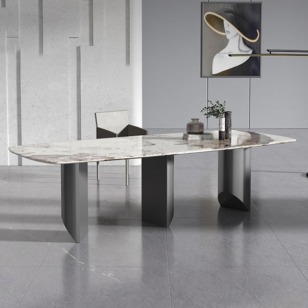 Designer Style 1/2/3 Pieces Dining Set Sintered Stone Dining Table with Leather Chairs Clearhalo 'Dining Room Sets' 'Dining Tables & Seating' 'dining_room_set' 'furn' 'furn_dining_room_set' 'Furniture' 'furniture_dining_room_set' 'Kitchen & Dining Furniture' 4977550