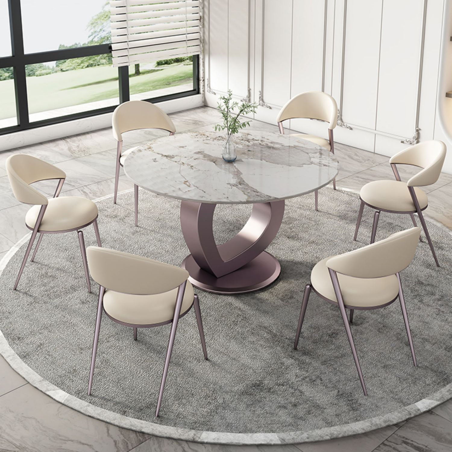 1/2/5/7 Pcs Dining Table Set with Sintered Stone Top Dining Table Set with Chair 7 Pieces: Table, 6 Chairs Clearhalo 'Dining Room Sets' 'Dining Tables & Seating' 'dining_room_set' 'furn' 'furn_dining_room_set' 'Furniture' 'furniture_dining_room_set' 'Kitchen & Dining Furniture' 4977579