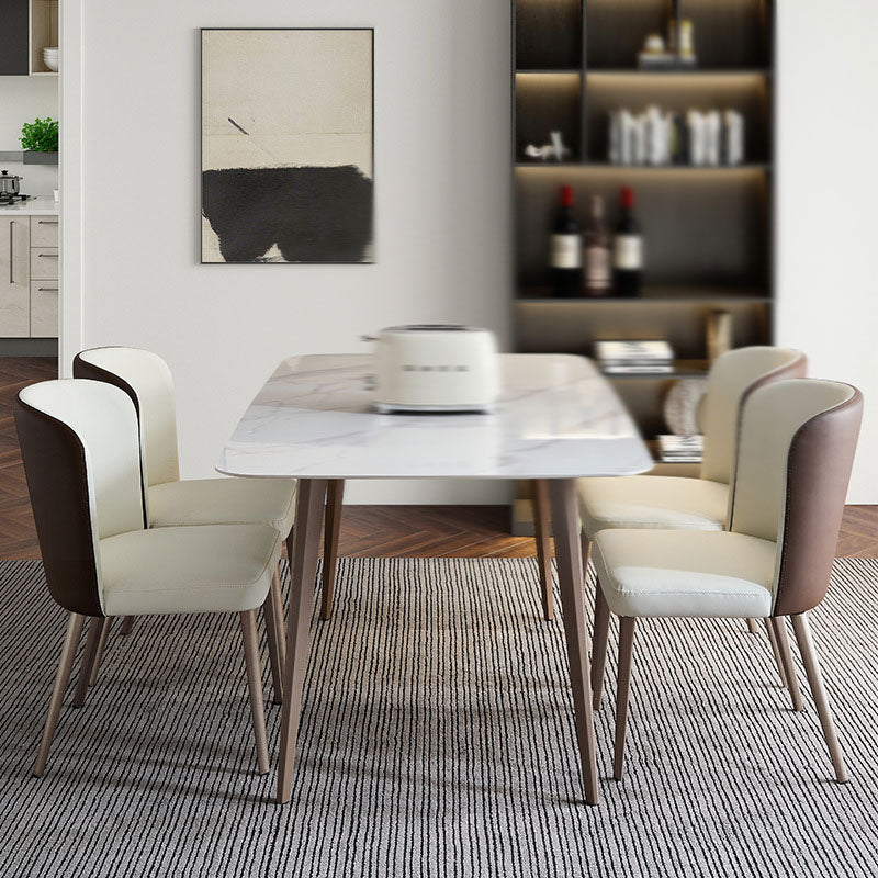 Nordic Dining Set 1/4/5 Pieces Sintered Stone Dining Table with Leather Chairs Clearhalo 'Dining Room Sets' 'Dining Tables & Seating' 'dining_room_set' 'furn' 'furn_dining_room_set' 'Furniture' 'furniture_dining_room_set' 'Kitchen & Dining Furniture' 4977611