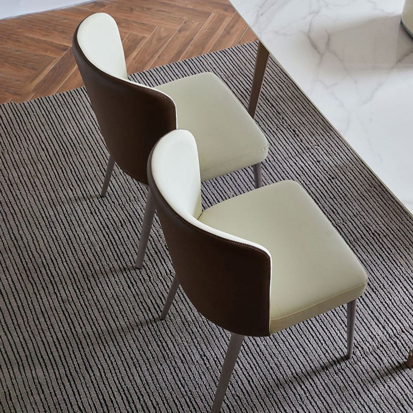 Nordic Dining Set 1/4/5 Pieces Sintered Stone Dining Table with Leather Chairs Clearhalo 'Dining Room Sets' 'Dining Tables & Seating' 'dining_room_set' 'furn' 'furn_dining_room_set' 'Furniture' 'furniture_dining_room_set' 'Kitchen & Dining Furniture' 4977614