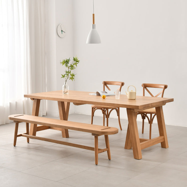 Modern 1/2/4/5 Pieces Dining Bench Set Rectangle Pine Wood Dining Table for Kitchen 4 Pieces: Table, 2 Chairs, 1 Bench Clearhalo 'Dining Room Sets' 'Dining Tables & Seating' 'dining_room_set' 'furn' 'furn_dining_room_set' 'Furniture' 'furniture_dining_room_set' 'Kitchen & Dining Furniture' 4977632