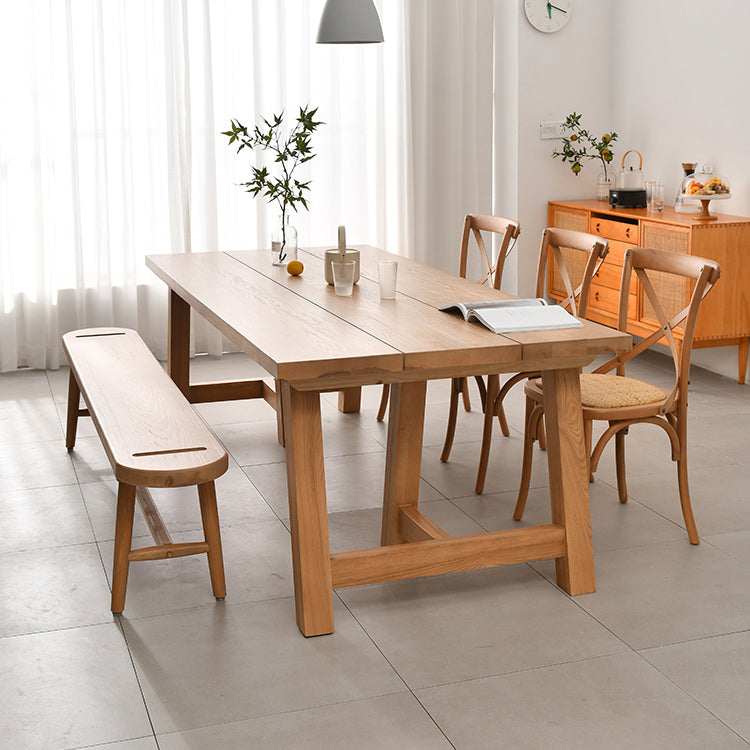 Modern 1/2/4/5 Pieces Dining Bench Set Rectangle Pine Wood Dining Table for Kitchen Clearhalo 'Dining Room Sets' 'Dining Tables & Seating' 'dining_room_set' 'furn' 'furn_dining_room_set' 'Furniture' 'furniture_dining_room_set' 'Kitchen & Dining Furniture' 4977643
