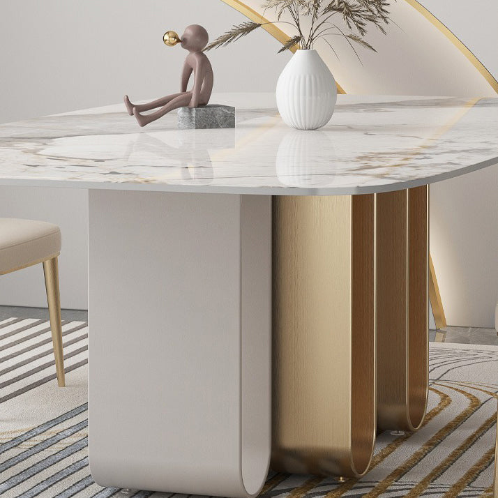 Designer Style 1/2/4/5/6/9 Pieces Dining Set Sintered Stone Dining Table Set Clearhalo 'Dining Room Sets' 'Dining Tables & Seating' 'dining_room_set' 'furn' 'furn_dining_room_set' 'Furniture' 'furniture_dining_room_set' 'Kitchen & Dining Furniture' 4977661