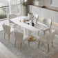 Luxury 1/4/5/6/7 Pieces Dining Set Sintered Stone Dining Table with Leather Chairs 7 Pieces: Table, 6 Chairs Clearhalo 'Dining Room Sets' 'Dining Tables & Seating' 'dining_room_set' 'furn' 'furn_dining_room_set' 'Furniture' 'furniture_dining_room_set' 'Kitchen & Dining Furniture' 4977669