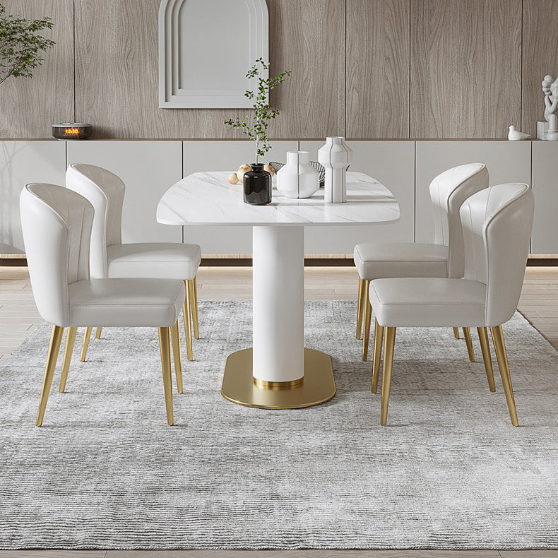 Luxury 1/4/5/6/7 Pieces Dining Set Sintered Stone Dining Table with Leather Chairs Clearhalo 'Dining Room Sets' 'Dining Tables & Seating' 'dining_room_set' 'furn' 'furn_dining_room_set' 'Furniture' 'furniture_dining_room_set' 'Kitchen & Dining Furniture' 4977672