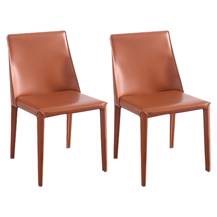 Modern Style 1/2/5/6 Pieces Dining Set Sintered Stone Dining Table with Chairs 2 Orange Chairs Clearhalo 'Dining Room Sets' 'Dining Tables & Seating' 'dining_room_set' 'furn' 'furn_dining_room_set' 'Furniture' 'furniture_dining_room_set' 'Kitchen & Dining Furniture' 4977742