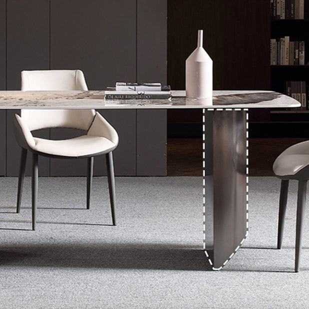 Modern Style 1/2/5/6 Pieces Dining Set Sintered Stone Dining Table with Chairs Clearhalo 'Dining Room Sets' 'Dining Tables & Seating' 'dining_room_set' 'furn' 'furn_dining_room_set' 'Furniture' 'furniture_dining_room_set' 'Kitchen & Dining Furniture' 4977749