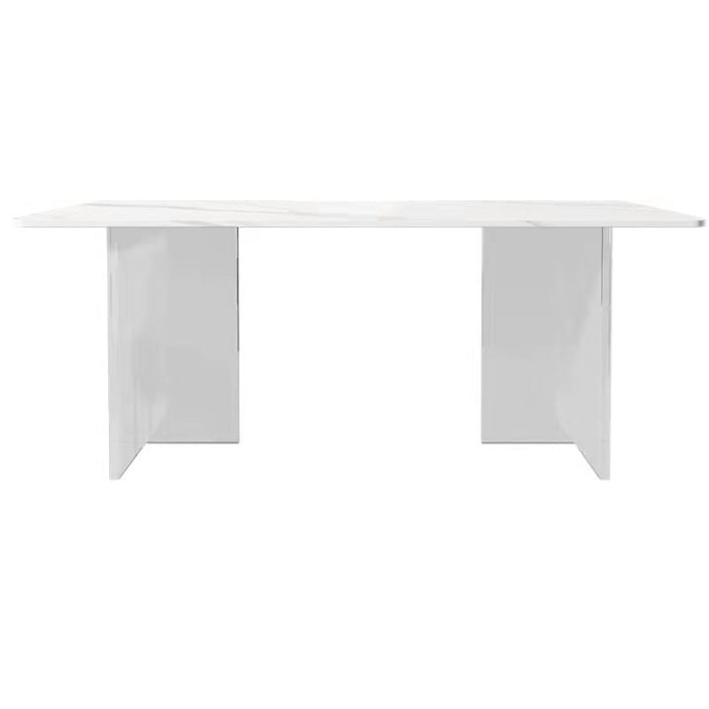 Modern 1/2/5/7 Pieces Dining Set Rectangle Stone Dining Table for Dining Room White 79"L x 35"W Clearhalo 'Dining Room Sets' 'Dining Tables & Seating' 'dining_room_set' 'furn' 'furn_dining_room_set' 'Furniture' 'furniture_dining_room_set' 'Kitchen & Dining Furniture' 4977761