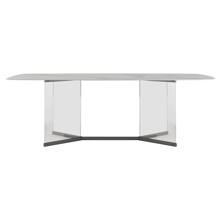 Modern 1/3/4/5/6 Pieces Dining Set Rectangle Sintered Stone Dining Table Set White 70.9"L x 35.4"W Clearhalo 'Dining Room Sets' 'Dining Tables & Seating' 'dining_room_set' 'furn' 'furn_dining_room_set' 'Furniture' 'furniture_dining_room_set' 'Kitchen & Dining Furniture' 4977781