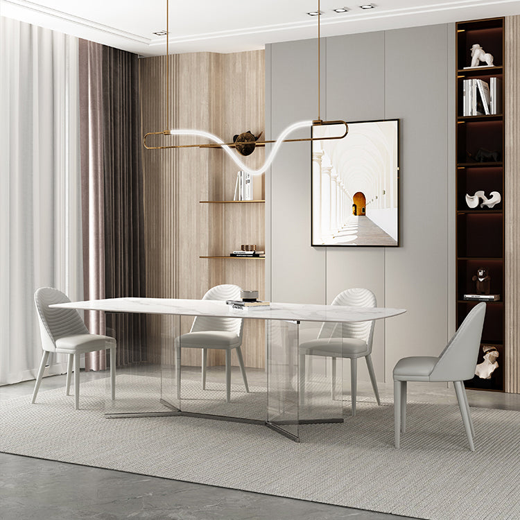 Modern 1/3/4/5/6 Pieces Dining Set Rectangle Sintered Stone Dining Table Set Clearhalo 'Dining Room Sets' 'Dining Tables & Seating' 'dining_room_set' 'furn' 'furn_dining_room_set' 'Furniture' 'furniture_dining_room_set' 'Kitchen & Dining Furniture' 4977787