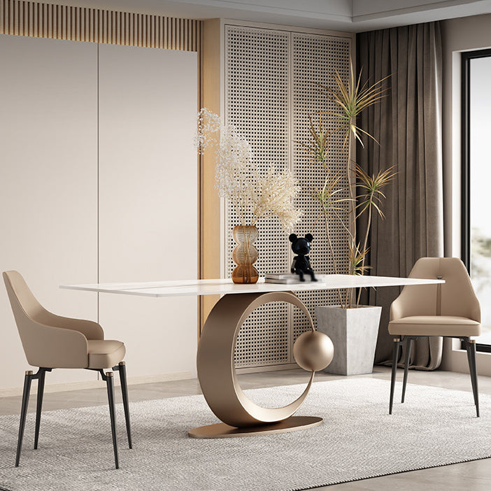 Luxury 1/3/4/6/7 Pieces Dining Set Sintered Stone Dining Table with Leather Chairs 3 Pieces: Table, 2 Chairs Clearhalo 'Dining Room Sets' 'Dining Tables & Seating' 'dining_room_set' 'furn' 'furn_dining_room_set' 'Furniture' 'furniture_dining_room_set' 'Kitchen & Dining Furniture' 4977795