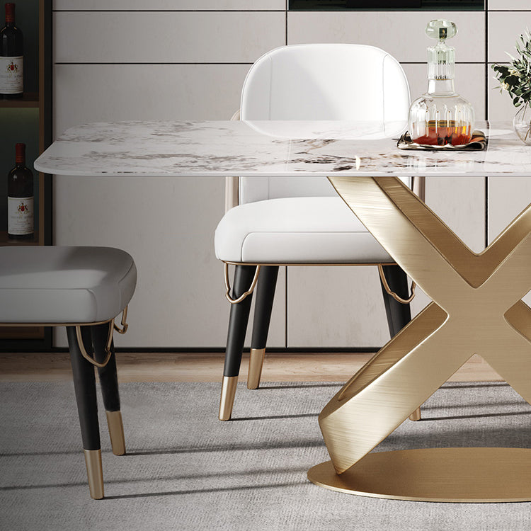 Glam 1/2/5/6/7 Pieces Dining Set Sintered Stone Dining Table Set for Dining Areas Clearhalo 'Dining Room Sets' 'Dining Tables & Seating' 'dining_room_set' 'furn' 'furn_dining_room_set' 'Furniture' 'furniture_dining_room_set' 'Kitchen & Dining Furniture' 4977834