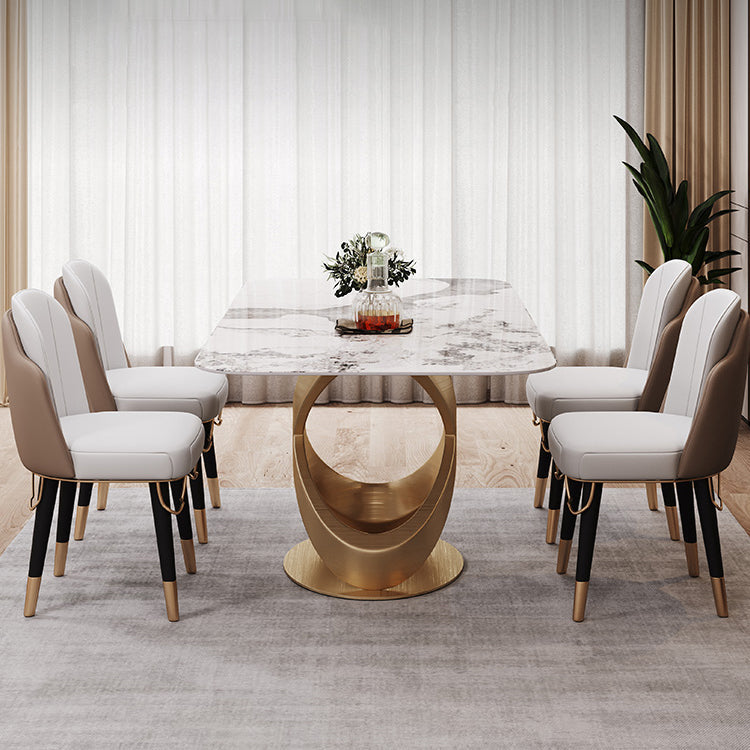 Glam 1/2/5/6/7 Pieces Dining Set Sintered Stone Dining Table Set for Dining Areas Clearhalo 'Dining Room Sets' 'Dining Tables & Seating' 'dining_room_set' 'furn' 'furn_dining_room_set' 'Furniture' 'furniture_dining_room_set' 'Kitchen & Dining Furniture' 4977835