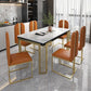 Traditional Luxury Dining Table Sintered Stone White Dining Table with Gold Frame 51.2"L x 27.6"W x 29.5"H Without Chairs Clearhalo 'Dining Tables & Seating' 'Dining Tables' 'dining_table' 'furn' 'furn_dining_table' 'Furniture' 'furniture_dining_table' 'Kitchen & Dining Furniture' 'kitchen' 'kitchen_dining_table' 4977842
